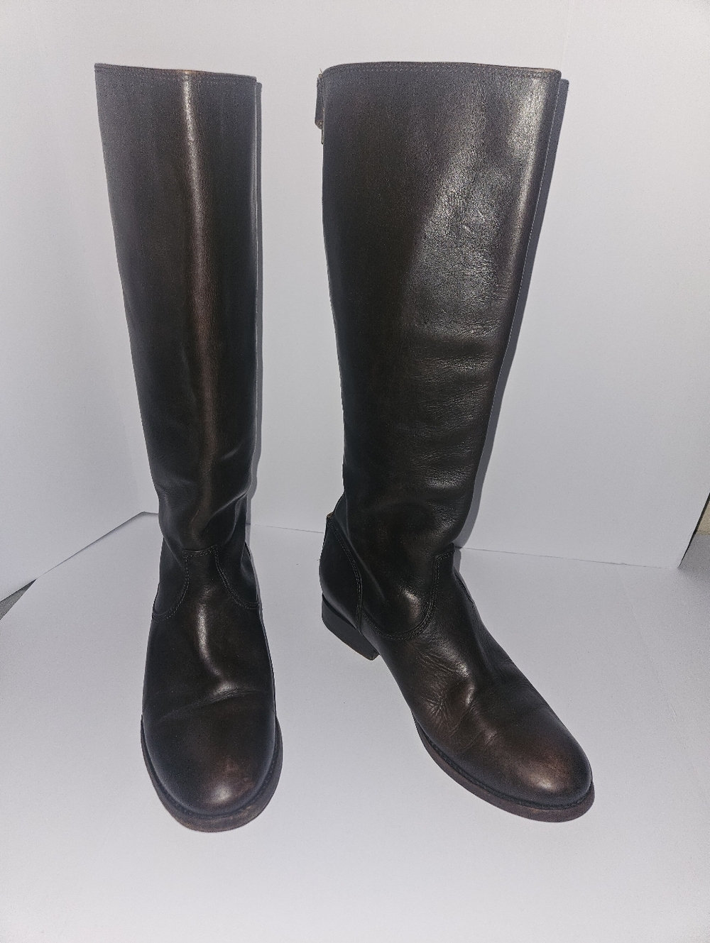 Frye Dark Brown Leather Knee-High Riding Boots